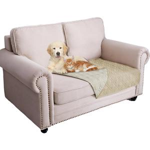 Ameritex Waterproof Dog Bed Cover Pet Blanket for Furniture Bed Couch Sofa Reversible (30x53 Inch (Pack of 1), Beige+khaki)