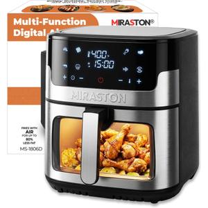 Air Fryer, 8.5QT Family Size Digital Air Fryers, BPA-Free, Smart Touchscreen with 8-Preset, Air Frying, Reheat Leftovers, Party Food, Fast Cooking, Dishwasher-Safe, Stainless Steel, 8.5qt Digital Model