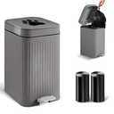 Kopuncare Dog Poop Trash Can Outside, 5L/1.3 Gal Pet Poop Bucket with Lid, Foot Pedal, Dog Waste Container with 40 Bags, Lid Soft Close for Pet, Grey