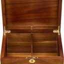 Wood Box Large Decorative Acacia Wooden Storage Hand-Crafted box Hinged Lid Locking Key Removable and Divider Premium Keepsake Memory Chest Gift Boxes 11 X 8.5 X 5 Inches for Jewelry Photos Valuables