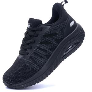 QAUPPE Womens Walking Shoes with Arch Support Athletic Orthotic Sneakers for Women Foot Pain Relief (9.5, B-solid Black)