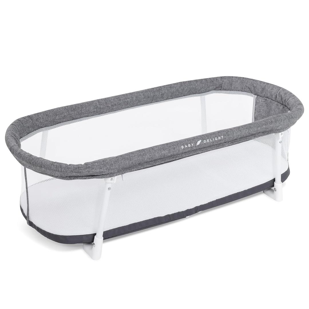 Baby Delight Snuggle Nest Bassinet, Portable Baby Bed, for Infants 0-5 Months, Charcoal Tweed