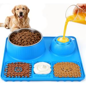 2 x Dog Lick Bowl with Rolling Ball for Liquid and Thick Treat