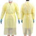 JMU 10 Pcs Disposable Isolation Gowns Yellow, Polypropylene Medical Gowns with Knitted Cuffs, Length 47.24"