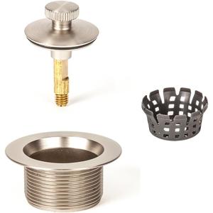 PF WaterWorks Lift Turn (Twist Close) Bathtub/Bath Tub Drain Assembly with Gasket - Coarse Thread 11.5 Threads Per Inch - Free Hair Catcher/Strainer to Eliminate Clogs;Brushed Nickel; PF0945-BN-LT-C