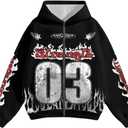 SOLY HUX Men's Y2k Number Graphic Zip Up Hoodie Sweatshirt Gothic Long Sleeve Hooded Casual Jacket Streetwear Black Letter X-Large