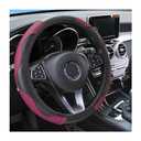 Osilly Car Steering Wheel Cover, 15 inch Carbon Fiber Microfiber PU Leather Elastic Steering Wheel Protector for Men Women, Anti-Slip Breathable Car Interior Accessories for Most Cars (Wine Red)