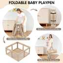 Baby Playpen Foldable Playpen for Babies and Toddlers, Large Playpens Portable Play Pen Play Yard for Kid Fence Indoor Outdoor Travel 4 Handlers 50 Balls Baby Newborn Infant Gifts 50"X50" Khaki
