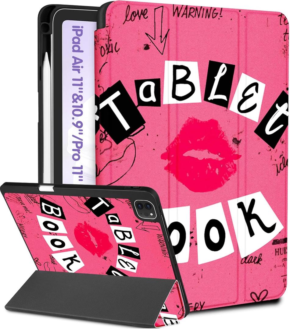 Uppuppy for iPad Air 5th/ 4th Generation Case 10.9, for iPad Pro 11 Inch Case Girls Cute Women Folio Cover Pencil Holder Lips Design Funny Design Girly Teens for Apple iPad Air 5/ 4 (2022/ 2020)/ Pro 11"