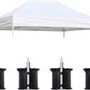 Eurmax USA 10x15 Pop Up Canopy Replacement Top,Universal Instant Canopy Cover ONLY,Heavy Duty UPF 50+ UV Protection,Water & Wind Resistant Tarp, Bonus 4 Sand Bags (White)