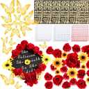 Hoteam DIY Graduation Cap Decorations Kit Included Faux Flowers 3D Butterfly Self Adhesive Rhinestones Glitter Alphabet Letter Stickers for 2026 Grad Cap Topper Party Gifts Decor(Red Yellow)