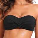 Tempt Me Women Twist Bandeau Bikini Top Strapless Swimsuit Top Only (Large, Black)