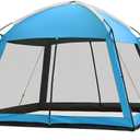 Superrella 12 x 12 FT Camping Screen Tent for 8-10 Person, Easy Setup Screen House with UV 50+ Sun Protection & Mosquito Net for Camping, Backyard, Picnic, Patio, Outdoor, Blue