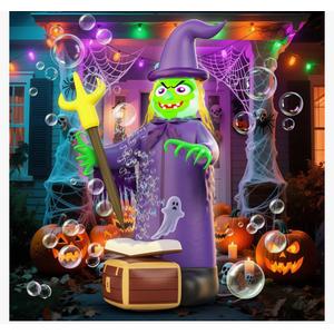 Skirfy 7FT Halloween Inflatables Outdoor Decoration Witch Bubbling Potion and Built-in Lights