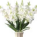Delphinium Artificial Flowers,6PCS Fake White Flowers 35.43'' Larkspur Artificial Flower Long Stem Flowers for Tall Vase Wedding Party Table Centerpieces Home Decor(White)