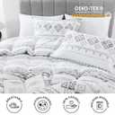Y-PLWOMEN Duvet Cover King - 3 Pieces Aztec Striped Geometric Duvet Cover Set, 100% Cotton Duvet Cover King Size, Super Soft Bedding Duvet Covers for All Season, 104"x90", No Comforter (Charcoal/Grey/White)
