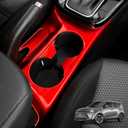 Car Center Console Water Cup Holder Frame Cover Front Central Cup Holder Panel Protective Cover Decals Compatible with Kia Soul 2020-2025 Accessories (Glossy Red Style)