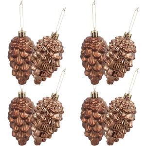 BESPORTBLE 8pcs Christmas Tree Hanging Ornaments, Shatterproof Plastic Pine Cones, Coffee Color, 3. 74 X 1. 96 Inches, for Holiday Decorations, Home, Office, and Party Decor