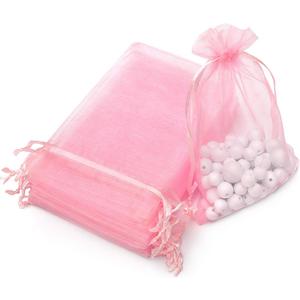 Akstore 100PCS 4x6inch (10x15cm) Drawstring Organza Jewelry Favor Pouches Wedding Party Festival Gift Bags Candy Bags (Pink)