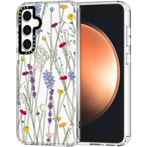 MOSNOVO Case for Samsung Galaxy S23 FE, [Buffertech 6.6ft Military-Grade Drop Protection] [Anti Peel Off Tech] Clear TPU Bumper Phone Case Cover Design - Floral Garden