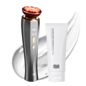 INIA 3-in-1 Skin Tightening Device True Beauty Glow Facial Massager Red Light Therapy for Face and Neck (Black)