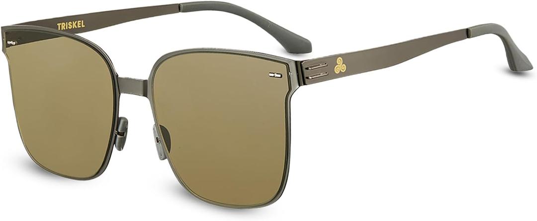 Santorini Unisex Sunglasses Wide Fit Metal Frame, Polycarbonate (PC) Lenses, UV400 & Blue Light Protection