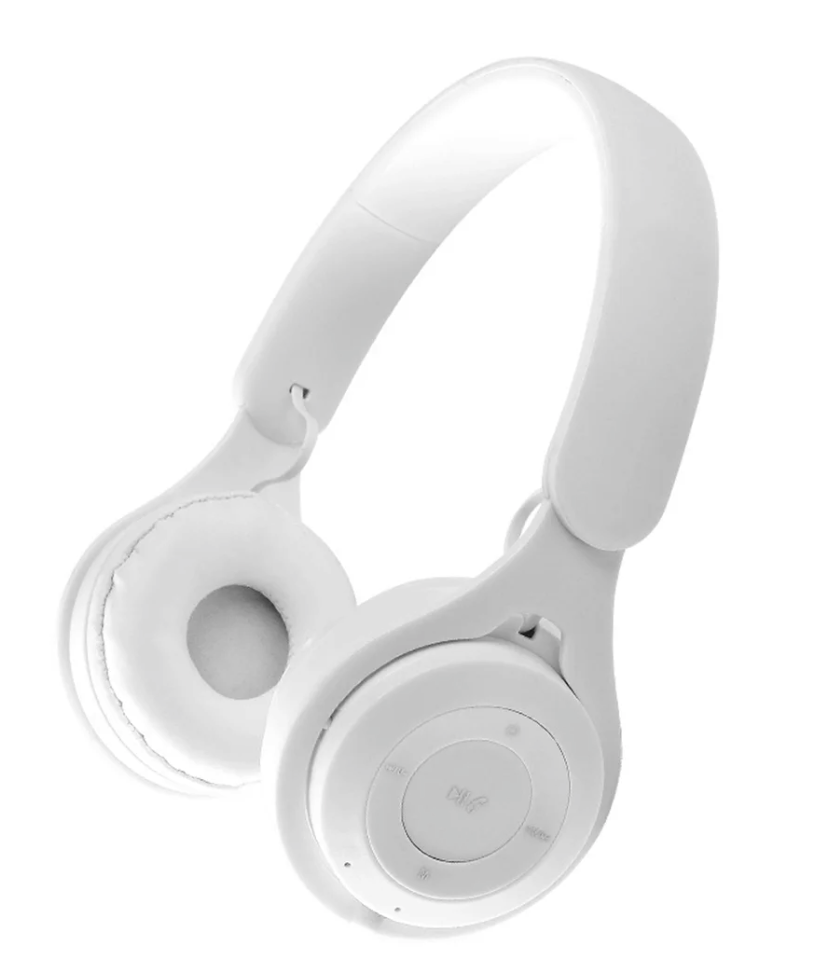  Headphone Wireless Head Mount Headphone TF Card Rechargeable Headset with Mic, White