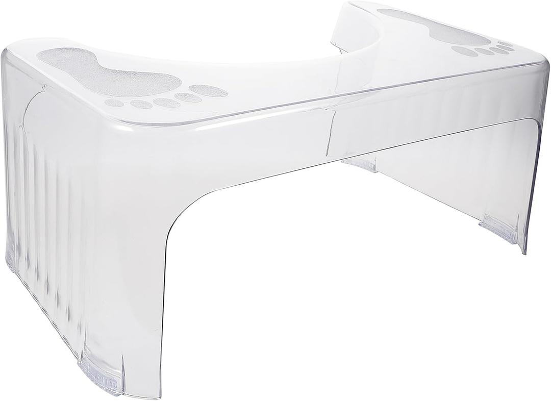 DOITOOL Toilet Step Stool for Kids, Non-Slip Bamboo Toilet Potty Stool for Adults and Kids, Bathroom Step Stool (Clear) (Transparent)