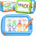 2 Pack Magnetic Drawing Board, Toddlers Toys Ages 1-2 & 2-3, Learning and Educational Writing Painting Doodle Pad for Toddlers for 1 2 3 Year Old, Ideal Christmas Birthday Gifts for Kids Boys Girls (Bluegreen)