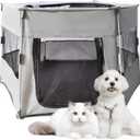 Portable Dog Cat Playpen,Foldable Large Waterproof Pet Playpens Indoor Exercise Play Pen with Removable Shade Cover Collapsible Dog Kennel Tent Crate Outdoor Travel Camping Use(Large,Gray)