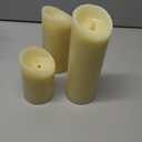 Luminara Realistic Flameless LED Set of 3 Ivory Pillar Candles, Home Safe Moving Flame Melted Top Illumination, Battery Operated