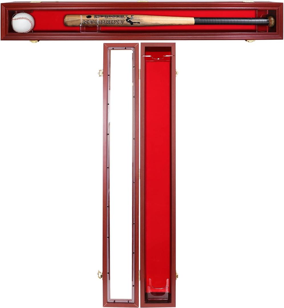Baseball Bat Case for Display Wall Mounted Vertical(Cherry)