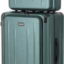 Top Opening Luggage, 16Inch & 25 Inch Airline Approved ABS+PC Hard Shell Suitcases with Silent Wheels, TSA Lock,Front Pocket and Wet-dry Separated Six-piece Set(Dark Green)