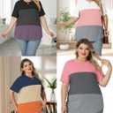 VISLILY Womens-Plus-Size-Summer-Tops Trendy Color Block T Shirts Casual Crewneck Cute Short Sleeve Blouses Tunics Tees XL-5XL (XXXL)