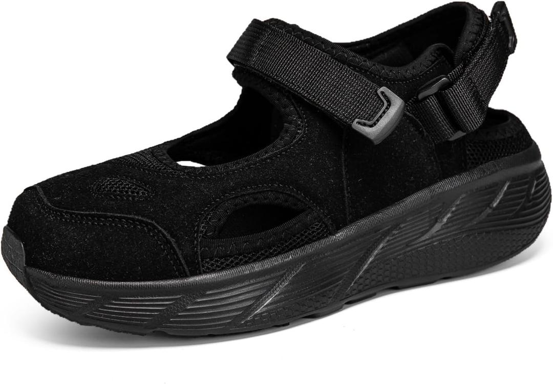 Womens Sport Hiking Sandals, Summer Water Shoes Comfortable Lightweight Outdoor Walking Closed Toe Sandals for Trendy Footwear, Black, 39