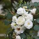 Faux Arch Flower Swag Set of 2 for Wedding Welcome Signs Floral Swag Wedding Reception Ceremony Signs Decor (White)