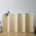 Furnnylane 8 Panel Bamboo Room Divider - 5.6 ft Tall Folding Privacy Screen, Natural Beige Freestanding Partition Wall (67" x 122.8", 8-Panel)