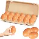 Chochkees Wooden Fake Eggs 12-Pack, Life Size Brown Eggs, Perfect for Easter Crafts, Dcor and Egg Hunts, 2.3" Inches