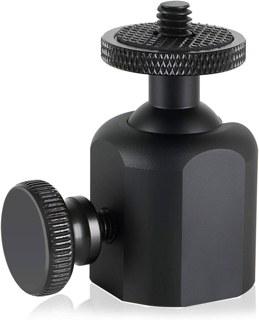 Adjustable Trail Camera Mount Mini Ball Head Adapter - Universal Compatible with Hunting Game Cameras, for Outdoor Security & Wildlife Monitoring (Black)