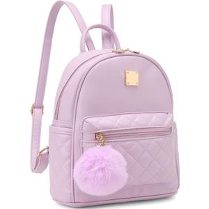 Barsine Girls Fashion Mini Backpack Purse Small Cute Plaid Leather Women Backpacks Little Bag (Purple)