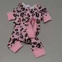 Small Dog Striped Recovery Suit, Puppy After Surgery Onesie for Female Male, Pet 4-Legged Pajamas Bodysuit, Surgery Abdominal Wound Bandages Clothes Pant for Shedding Skin Disease (Pink Leopard, S)