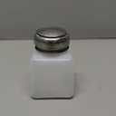 sourcing map Solvent Alcohol Dispenser 120ml(4oz) Nail Polish Remover Push Down Liquid Dispenser Pump Bottle with Stainless Steel Press Head for Acetone Solution, White