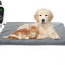 RIOGOO Pet Heating Pad, Upgraded Electric Dog Cat Heating Pad Indoor Waterproof, Auto Power Off (Large: 22"x 18", Grey)