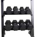 CAP 280 LB, 550 LB, 1200 LB Dumbbell Set with Horizontal 2-3 Tier Rack, Rubber Hex Free Weights, Home Gym Weight Set for Strength Training