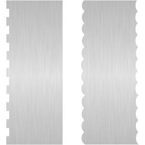 2 Pieces 12 Inch Stainless Steel Cake Scraper Metal Scraper for Cake Double Sided Patterned Edge Stripe Edge Smoother Scraper Cake Decorating Comb Cake Cutter for Mousse Butter Cream