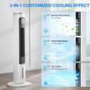 3-IN-1 Portable Air Conditioners Tower Fan, 37'' Evaporative Air Cooler w/Remote, 2.5L Water Tank With 4 Ice Packs, 12H Smart Timer & 70 Oscillating, 3Speeds For Bedroom Living Room Office