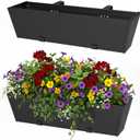 Railing Planter Box - Heavy Duty Window Boxes, 36 Deck Railing Planter Boxes with Adjustable Bracket, Deck Planters for Railing Outdoor Fence (2 Packs)