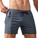 AI'MAGE Mens Short Swim Brief Lightweight Swimming Trunks Swimwear Square Leg Summer Beach Board Short with Zipper Pocket Grey XXL (XXL)
