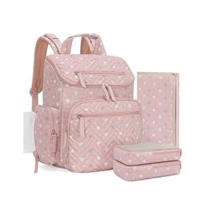 KABAQOO Diaper Bag Backpack with Detachable Changing Station, Large Capacity Baby Diaper Bags for Boys & Girls, Baby Registry Search Stuff & Shower Gifts, Newborn Essentials Must Haves, Heart Pattern