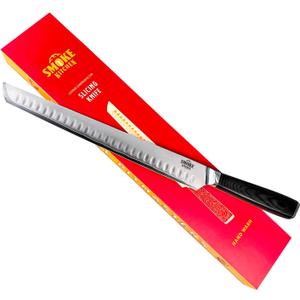 Smoke Kitchen 12" Brisket Slicing Knife – VG-10 Steel, Granton Edge, Full Tang, G10 Handle – BBQ Meat Carving Knife for Brisket, Turkey, Ham, Ribs, and Roasts